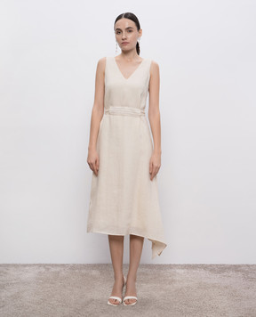 Peserico Beige dress with linen E02485A02600