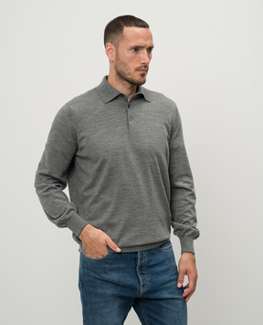 Brunello Cucinelli Gray wool and cashmere polo shirt M2400295