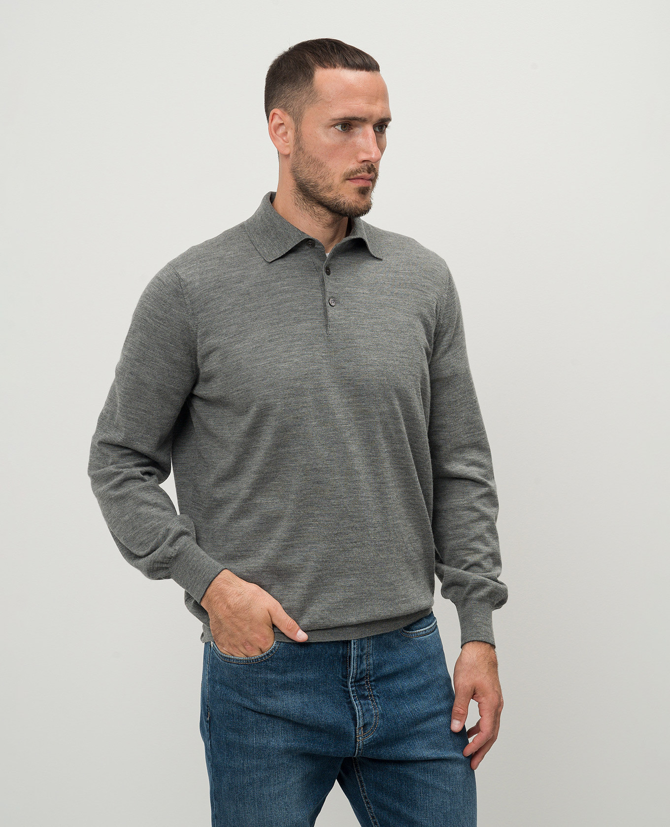 

Gray wool and cashmere polo shirt Brunello Cucinelli, Grey