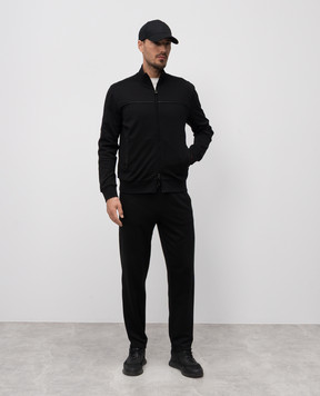 Stefano Ricci Black sports jacket with silk and leather inserts K818922R31T25170