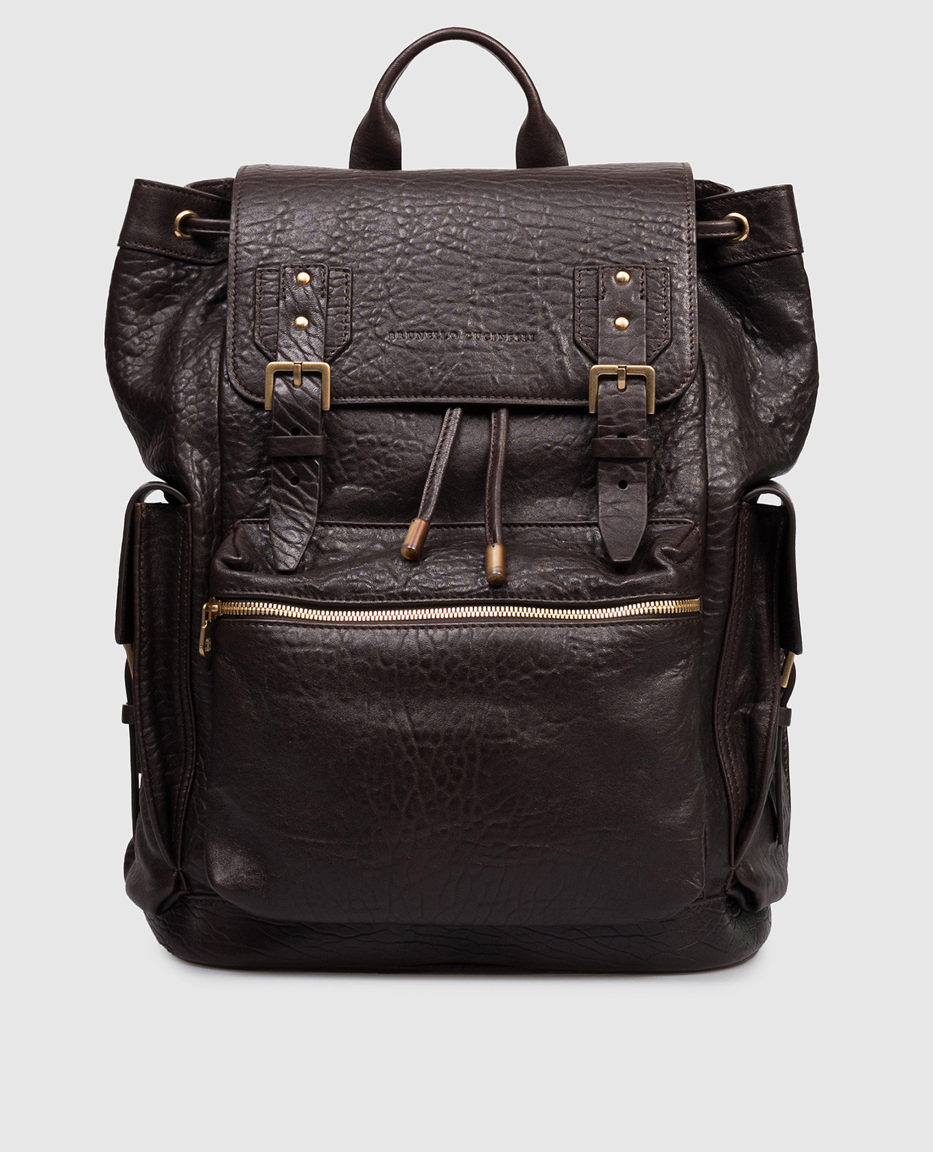 

Brown leather backpack with logo Brunello Cucinelli