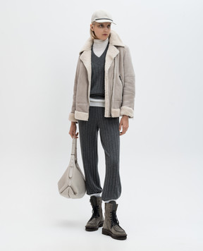 Brunello Cucinelli Gray ribbed cashmere pullover M12193402