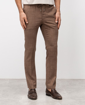 Bertolo Cashmere Brown wool, silk and linen trousers 000332000718