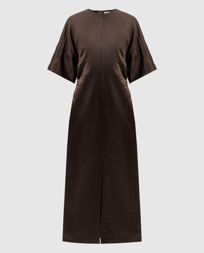 Lou Lou Studio Brown midi dress RUBY made of linen and silk RUBY