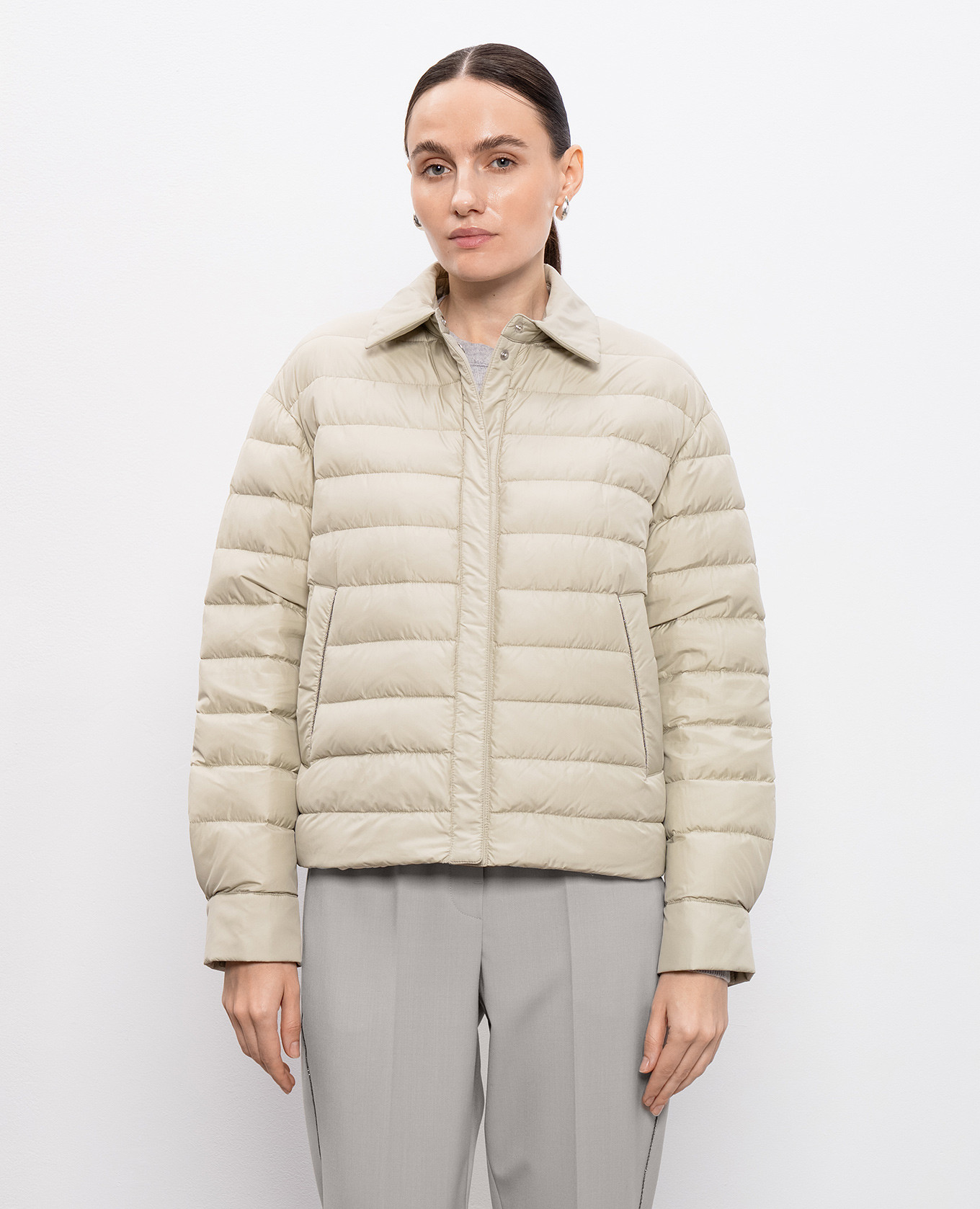

Green down jacket with monil chain Peserico