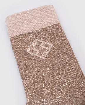 Peserico Brown socks with lurex A41064C0CC621