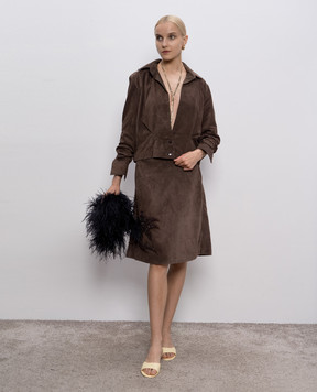 16Arlington Brown suede skirt Dafne with beads SMD155SS2503