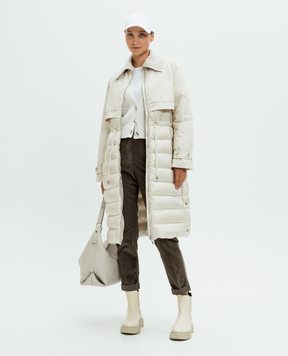 Peserico White cashmere cardigan with monil chain A99525F07K09010