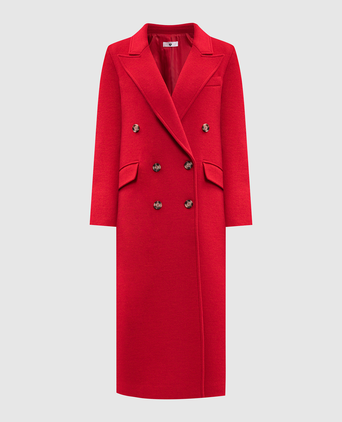 Red double-breasted coat with wool Twinset