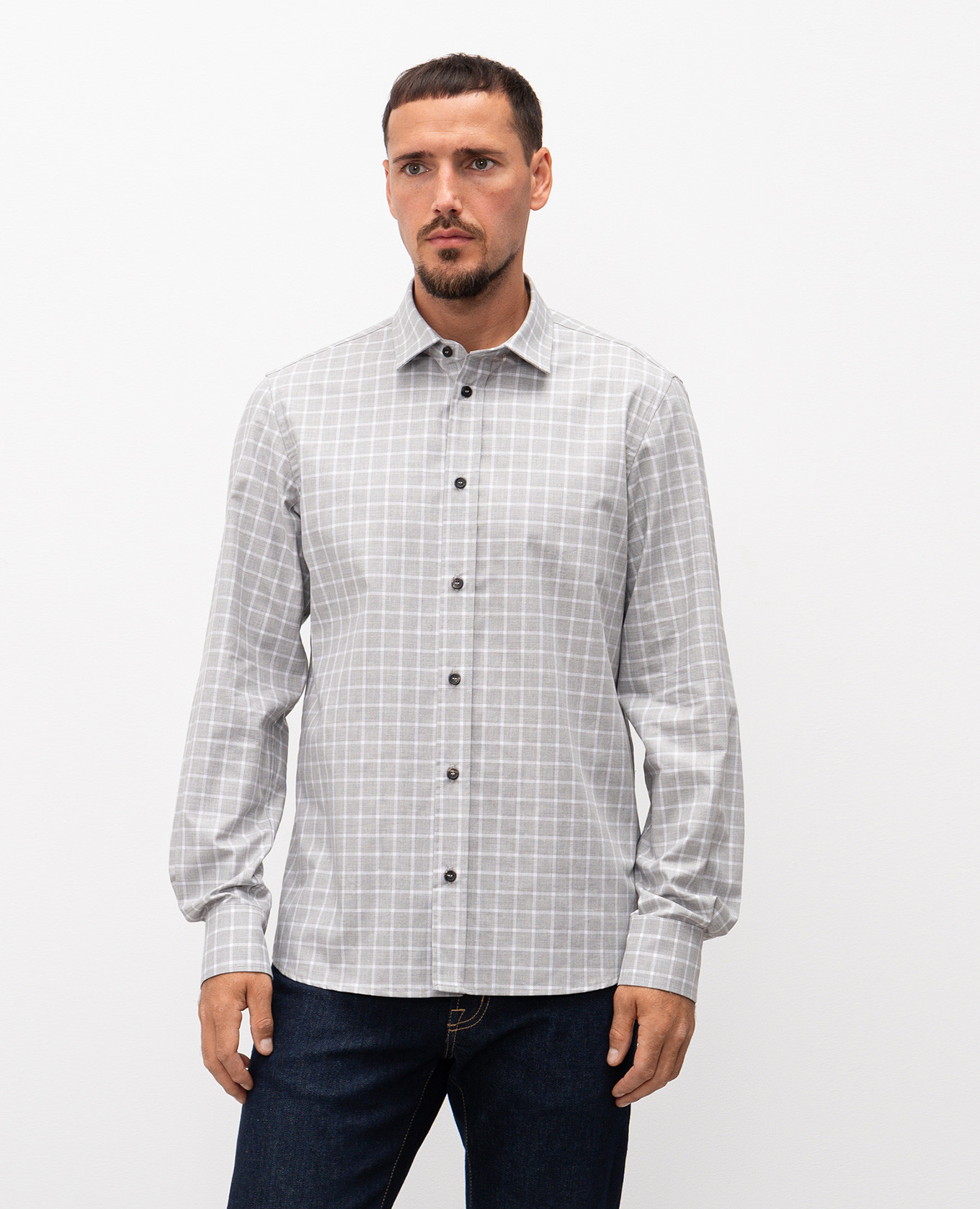 

Gray checkered shirt Peserico, Grey