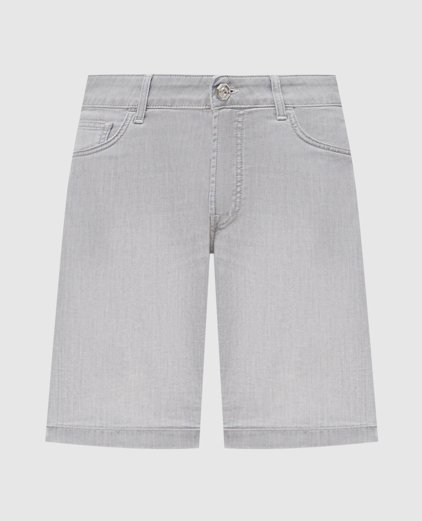 

Grey denim shorts with logo patch Stefano Ricci