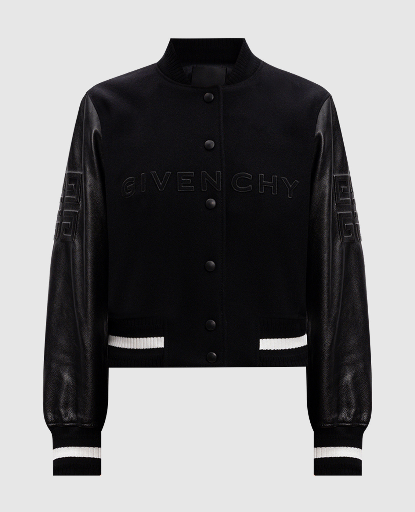 

Black wool and leather combination bomber jacket with logo Givenchy