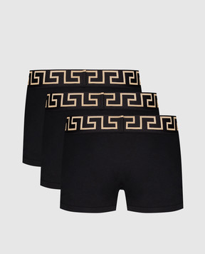 Versace Set of black boxer briefs with logo pattern AU103261A10011