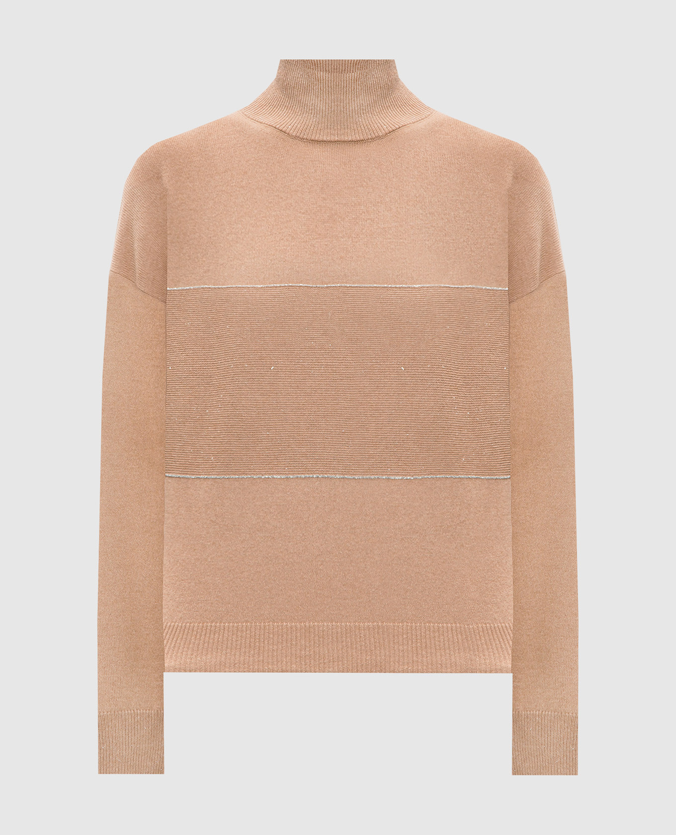 

Beige wool, silk and cashmere jumper with monil chain Peserico, Бежевый