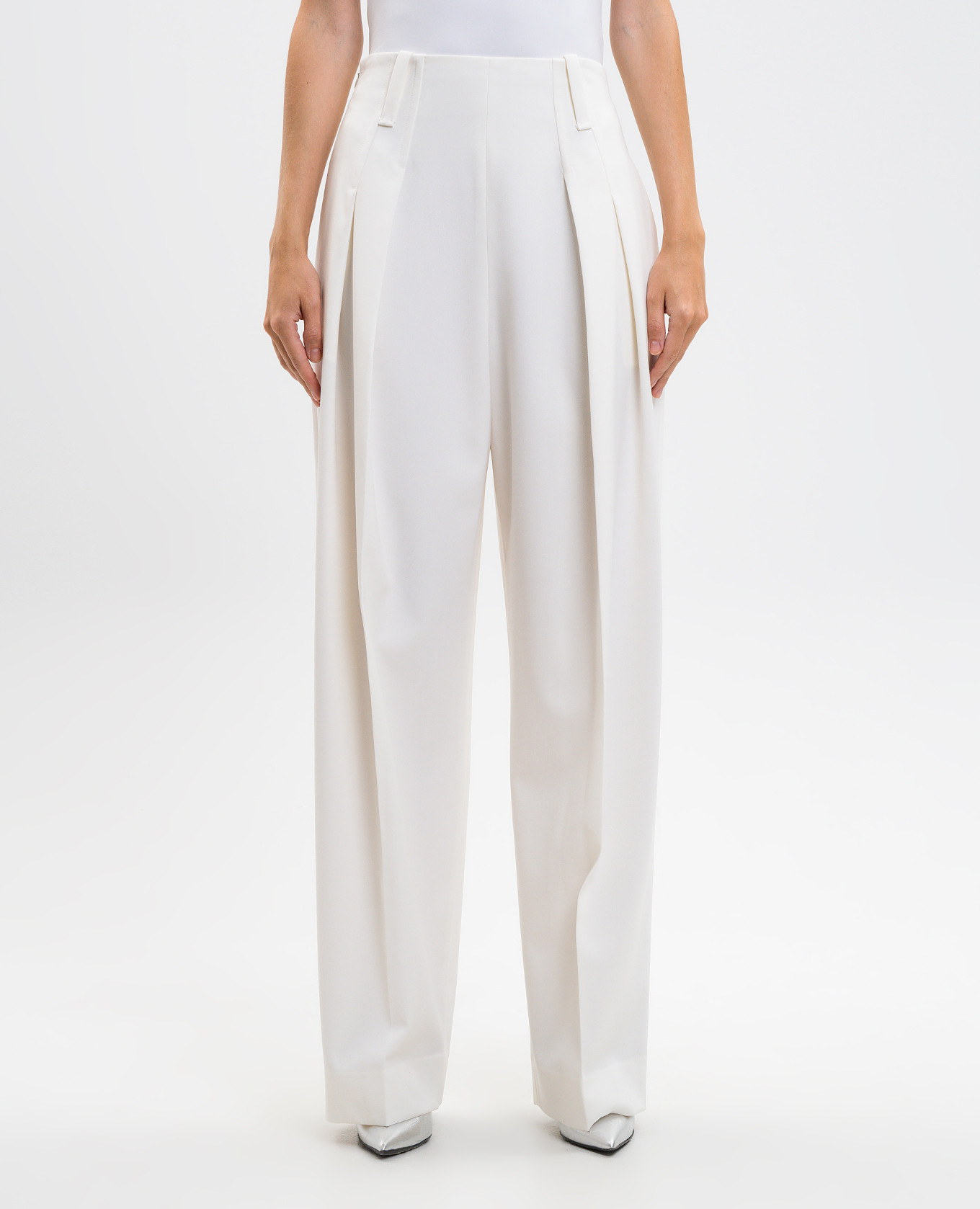 

White high-rise wool pants Victoria Beckham