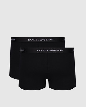Dolce&Gabbana Set of black ribbed boxer briefs with logo M9D87JONN96