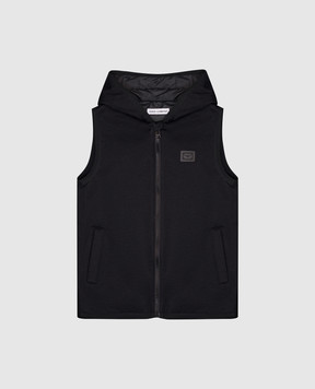 Dolce&Gabbana Children's black vest with logo patch L4JB7MFUGS1