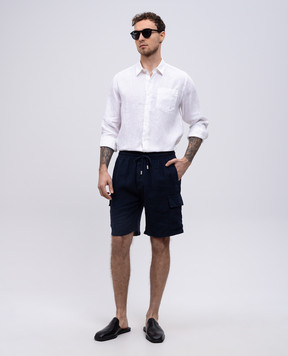 Vilebrequin White linen shirt with embroidered logo emblem CRSU3U00