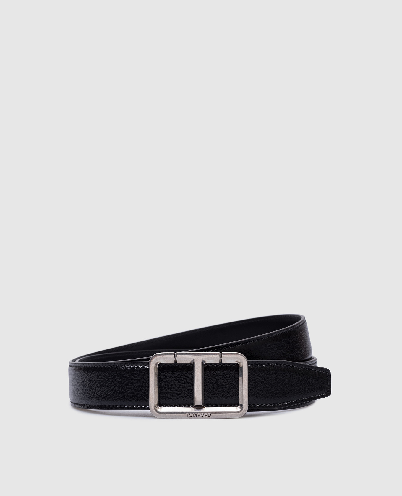 Black leather strap with logo tom ford