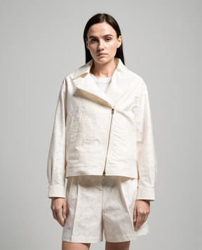 Herno White jacket in the style of a cowhide with embroidery GI000226D13218RC1