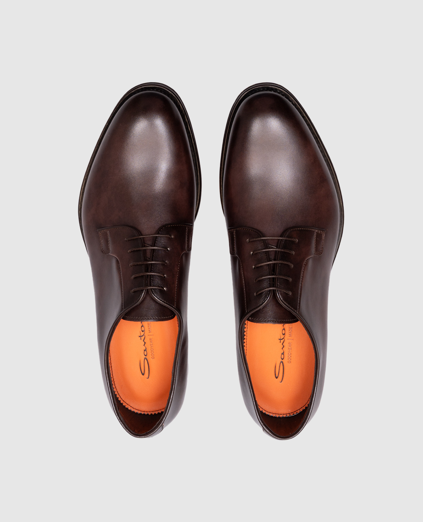 

Brown leather derby shoes Santoni