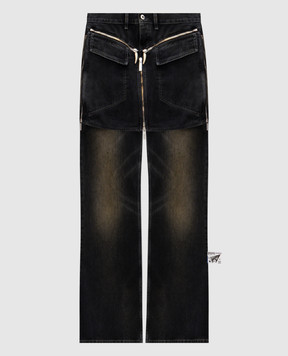 Off-White Grey flared jeans with a worn effect OMYA18RZ25DEN002