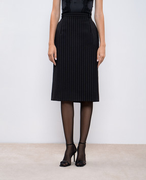 Dolce&Gabbana Black striped wool skirt F4CXUTFR21X