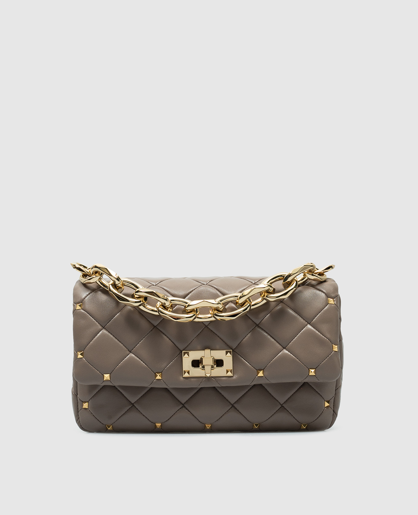 

Rockstud Spike Brown Leather Quilted Bag Valentino