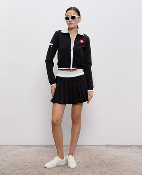 Casablanca Black pleated skirt with logo patch WPF25SK15901