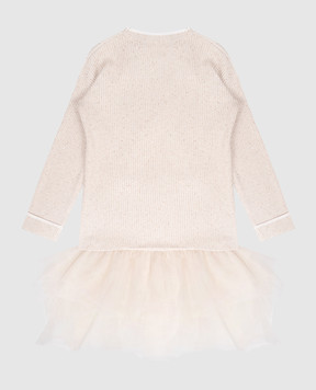 Brunello Cucinelli Children's beige dress with sequins BDVM78A91B