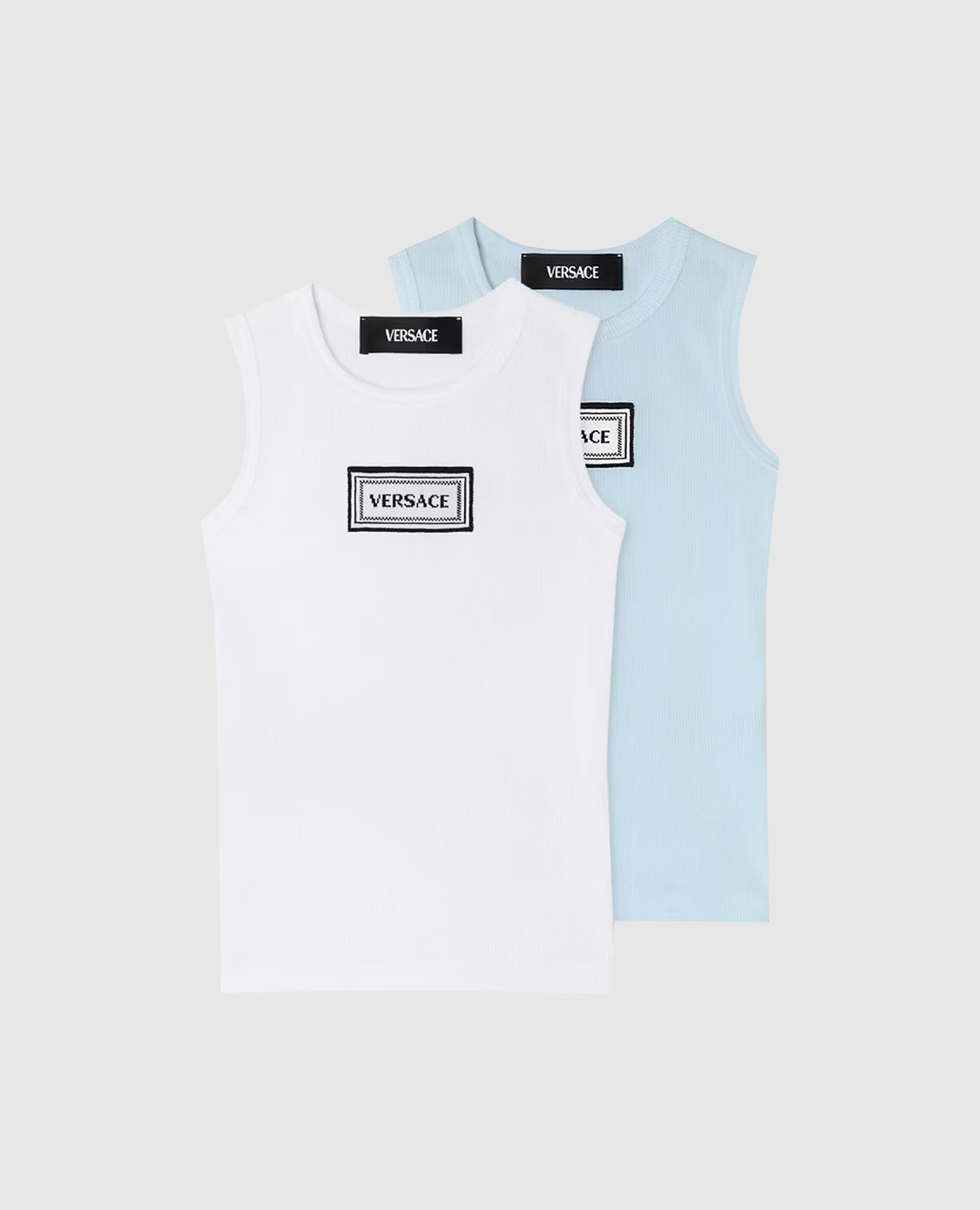 

Children's ribbed T-shirt set with logo Versace, White