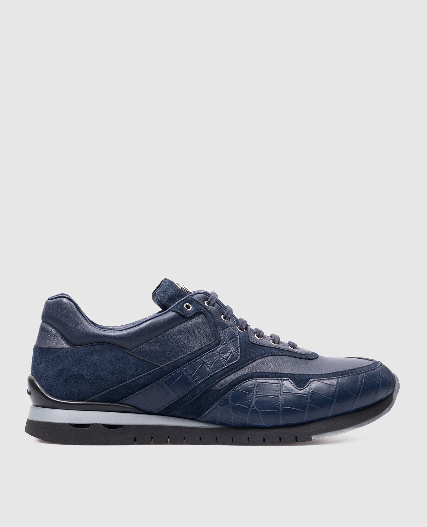 Blue leather sneakers with logo stefano ricci