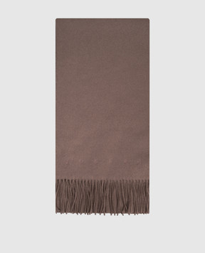 JOSEPH Cecile brown wool scarf with logo embroidery JF009343