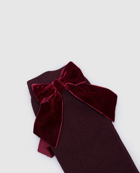 Story Loris Children's burgundy knee high boots with bows 208436