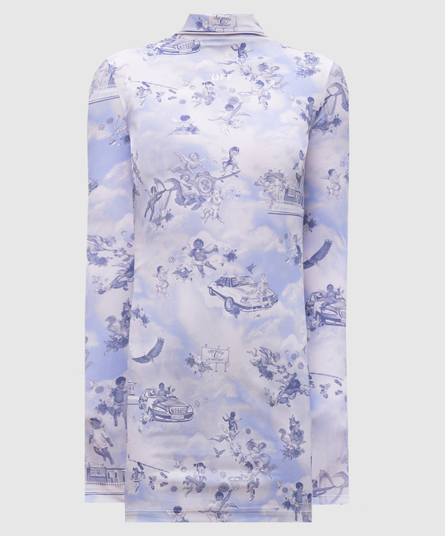ワンピース Off-White SS25 FRESCO SHORT DRESS (OWDB540S25JER002 4201) Off-White - Blue mini dress with fresco print