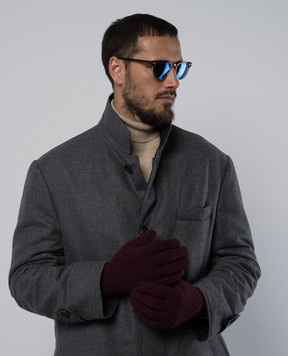 Brunello Cucinelli Burgundy cashmere and suede gloves M2292118