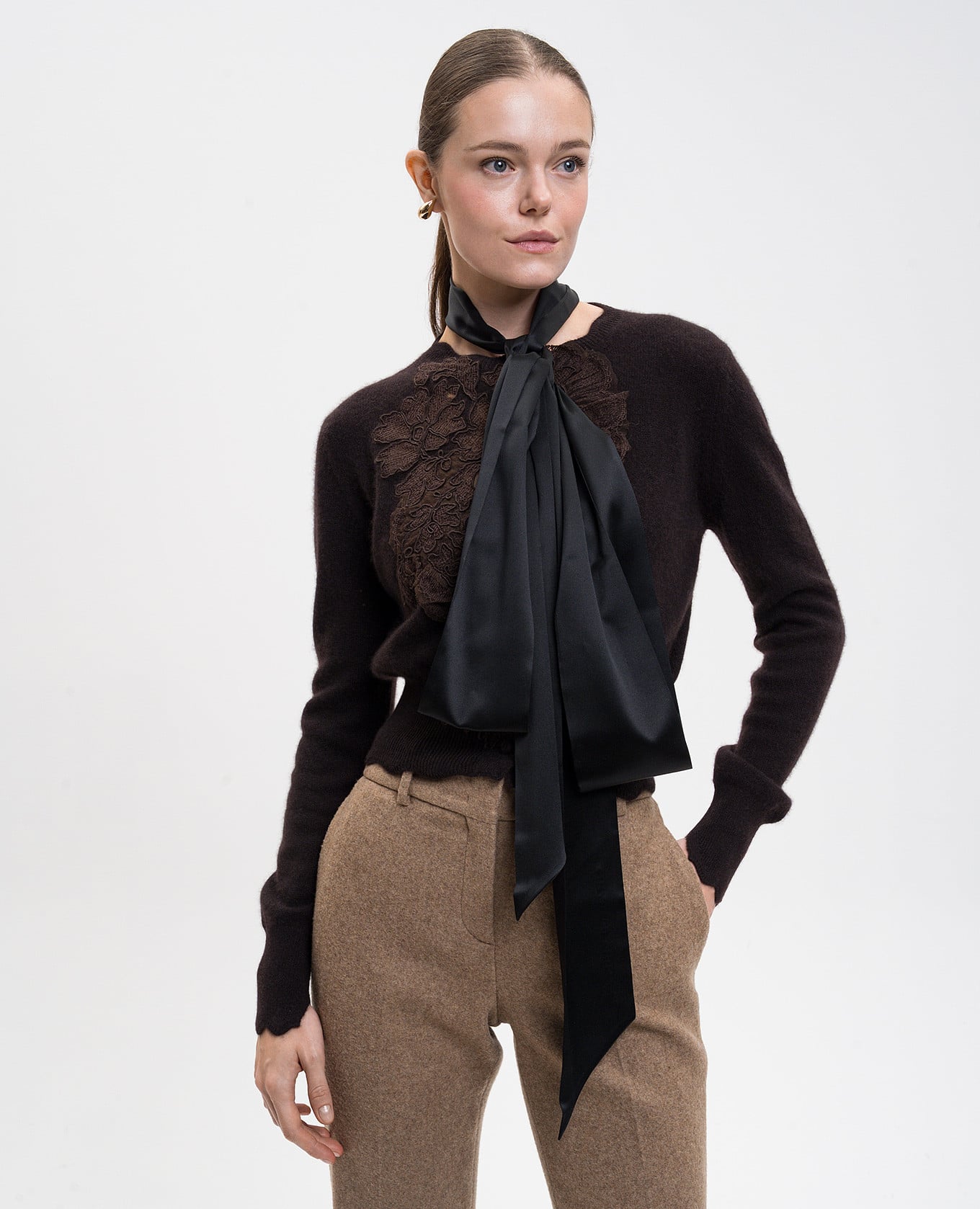 Black silk scarf Ermanno Scervino 2