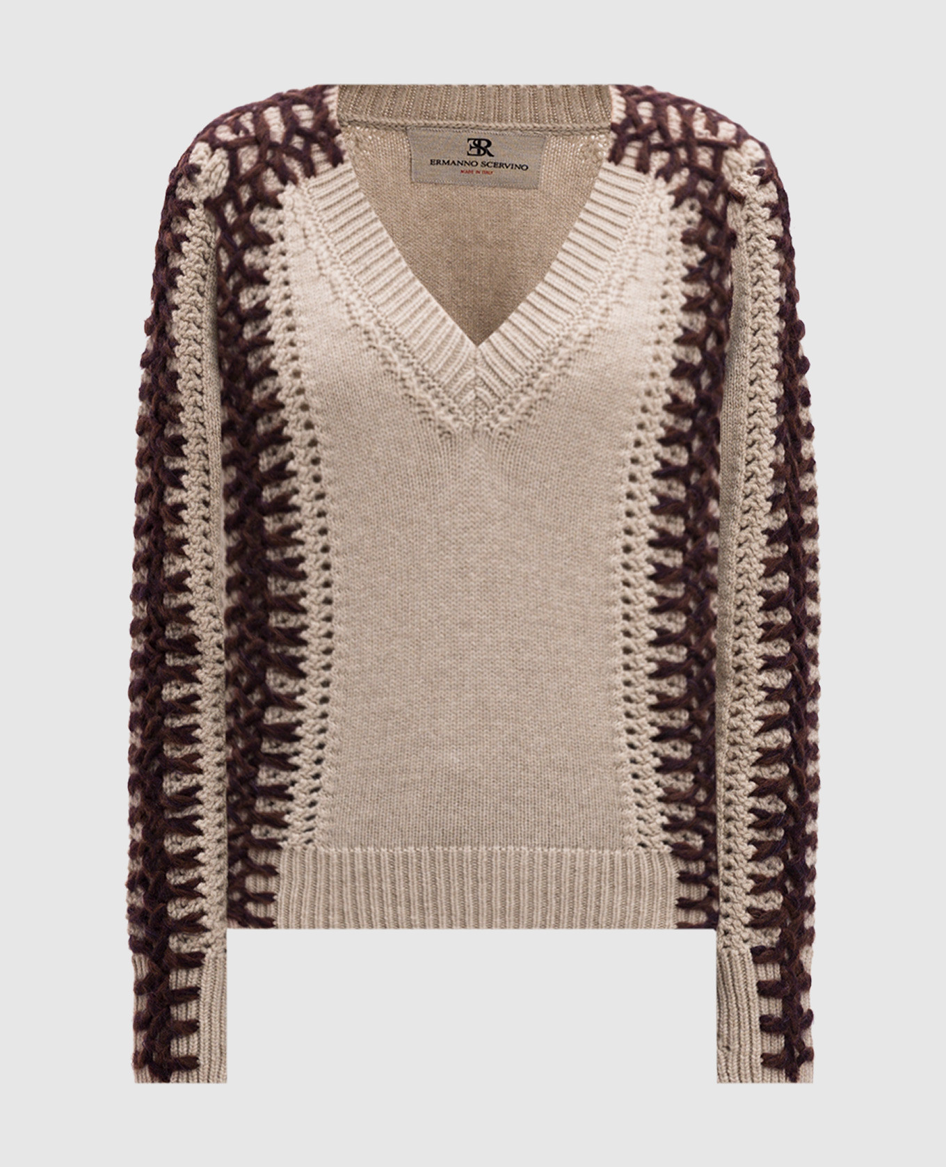 

Beige wool and cashmere pullover with contrasting embroidery Ermanno Scervino