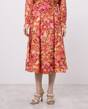 Momoni Piya orange floral silk skirt 255MMOSK006255MO09