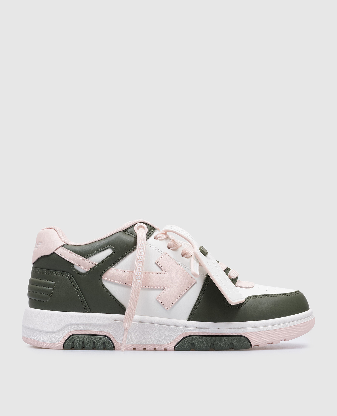Pink leather sneakers with embossed logo off-white