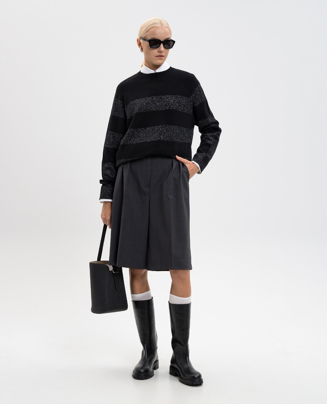 Black wool and cashmere sweater Twinset 2