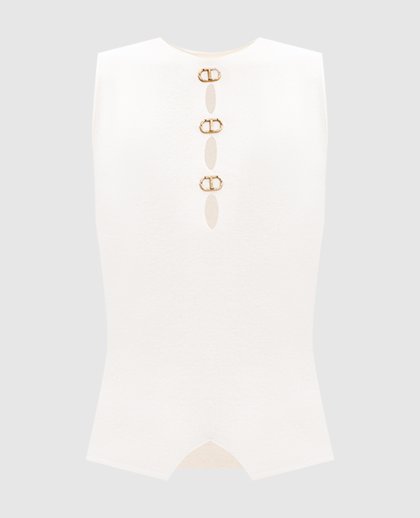 

White top with Oval T logo and crystals Twinset