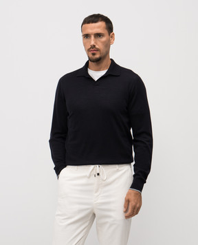 Peserico Blue wool polo shirt R59414F189770M
