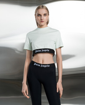 Palm Angels Green t-shirt with logo pattern PWAA051S24JER001