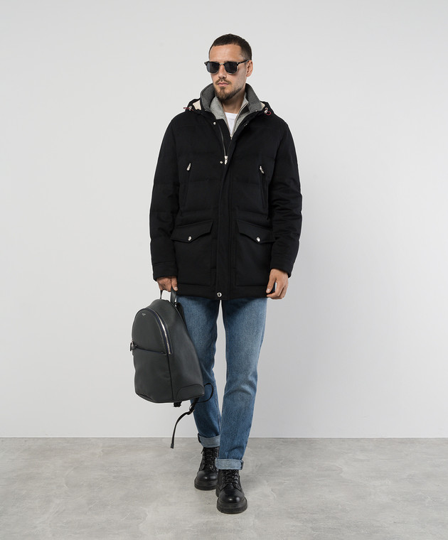 Brunello Cucinelli - Black quilted down jacket made of wool