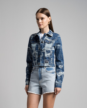 Versace Jeans Couture Magazine blue denim jacket with logo patch 76HAS43CDW074SS0