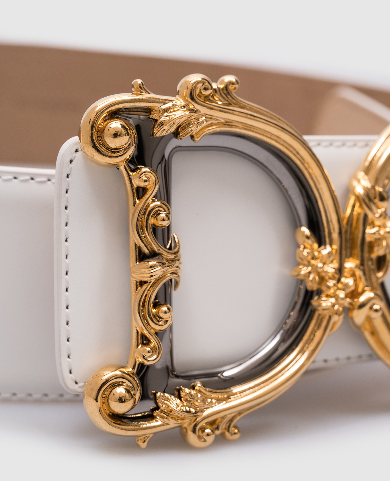 

White leather belt with monogram logo Dolce&Gabbana