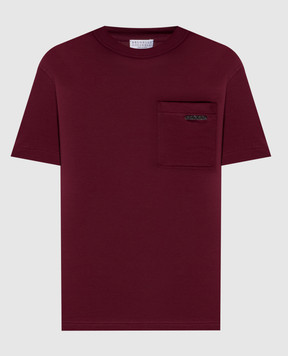 Brunello Cucinelli Burgundy T-shirt with monil chain MPT81EC710