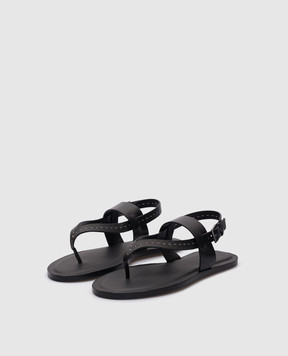 Max Mara THONGSTITCH black leather sandals THONGSTITCH