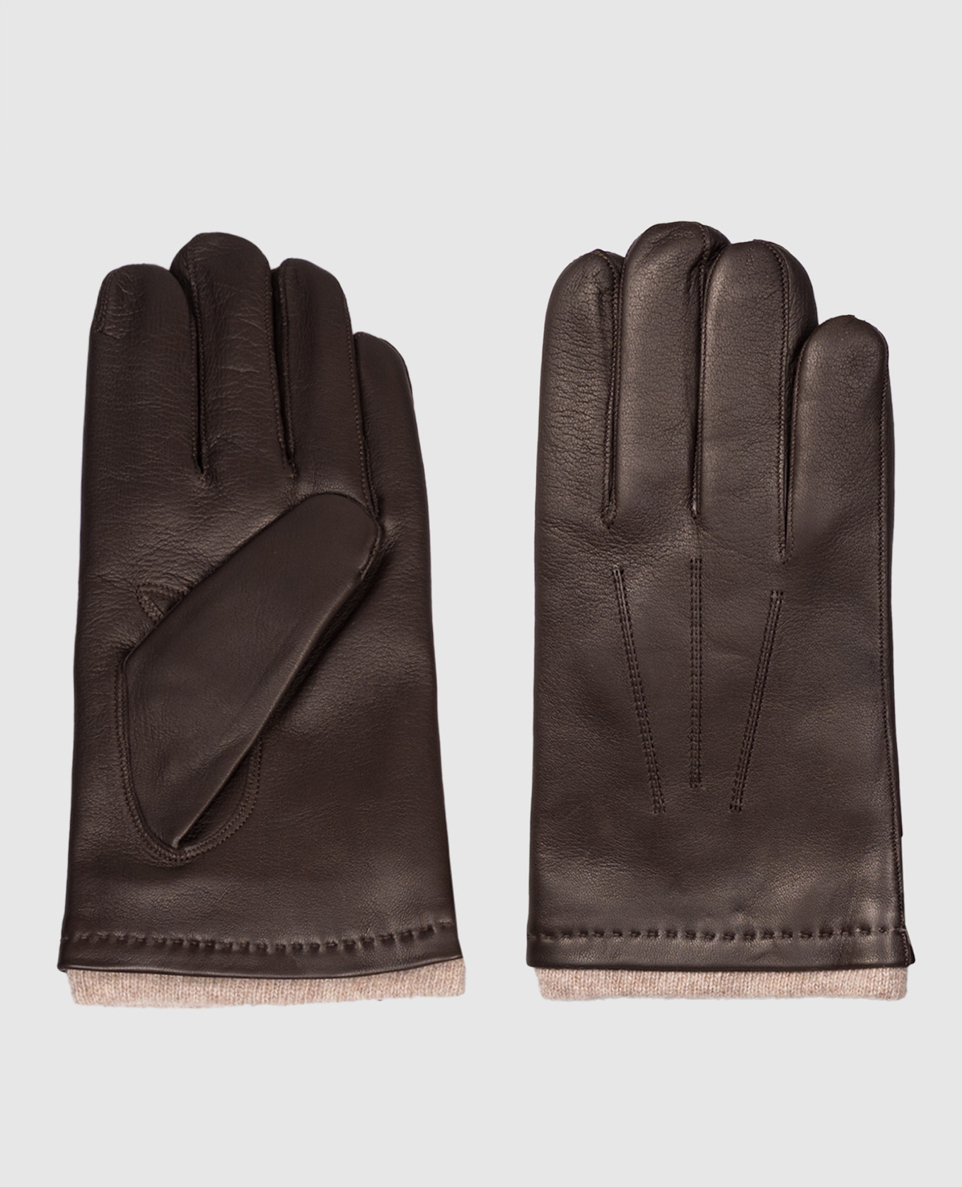 Brown leather gloves Orciani